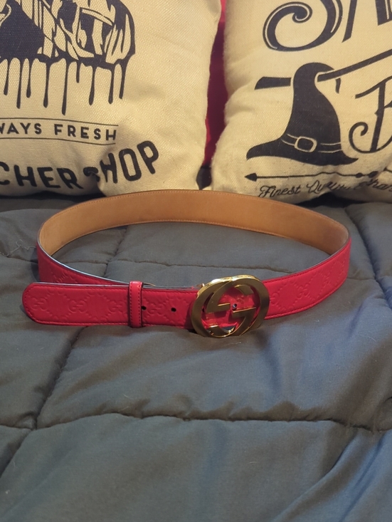Gucci Accessories - Authentic Red Gucci Guccisma GG Belt
